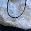 Black Diamond Bead Necklace with 4mm yellow gold drop